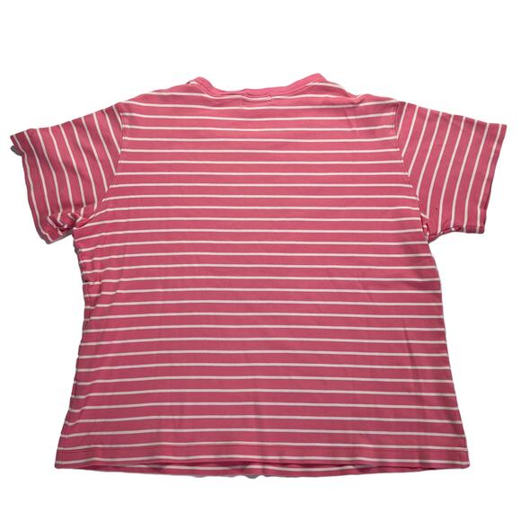 White Stag Crew Neck Tee Shirt Pink White Stripes Measurements Included - Picture 2 of 12